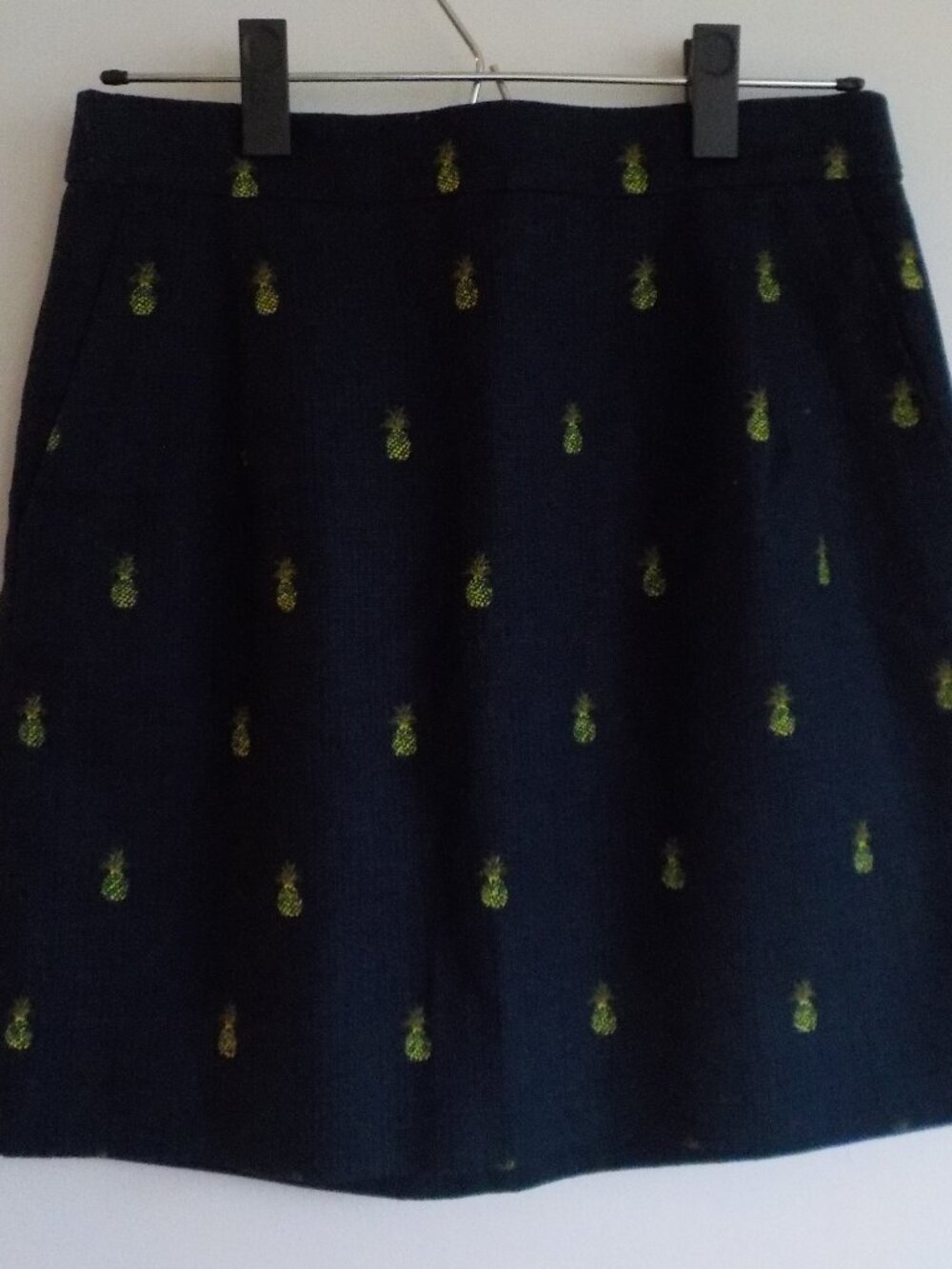 J.Crew Skirt - Small - Vintage Blue w/Pineapple - COTTON - Lined (916)
